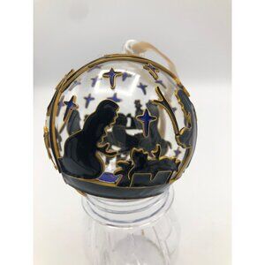 Pier 1 Christmas Ornament Glass Cloisonne Gold Blown Ball Nativity Three Kings